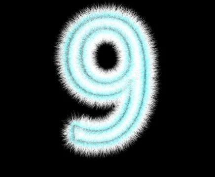 Symbol "9" from wool on a black background Stock Illustration