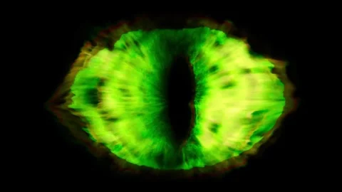 The symbol of the all-seeing eye. A pulsing green flame in the dark. Stock Footage 320101068