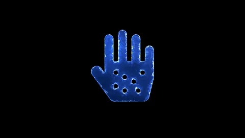 Symbol allergies hand, solid. Blue Electric Glow Storm. looped video. Alpha Stock Footage 97376280
