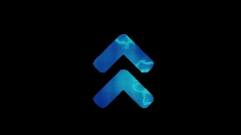 The symbol angle double up is assembled from small balls. Then it shimmers with Stock Footage 127557708