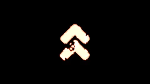 Symbol angle double up burns out of transparency, then burns again. Alpha Stock Footage 115130943