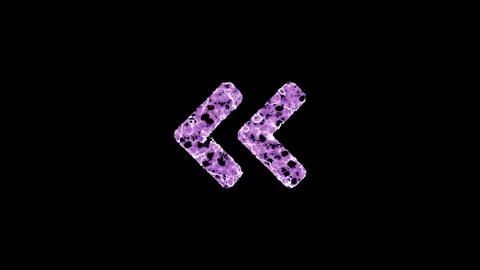 Symbol Angle double left shimmers in three colors: Purple, Green, Pink. In - Out Stock Footage 121631526