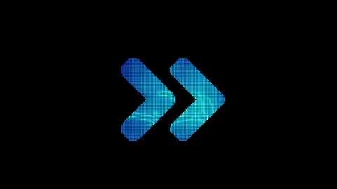 The symbol angle double right is assembled from small balls. Then it shimmers Stock Footage 127554239