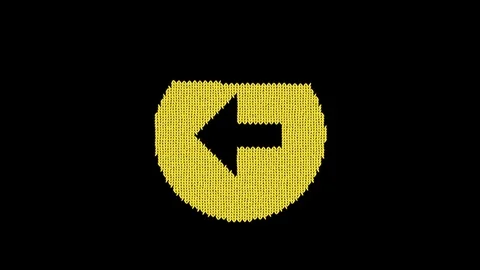 Symbol arrow circle left is knitted from a woolen thread. Knit like a sweater Stock Footage 119551771