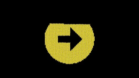 Symbol arrow circle right is knitted from a woolen thread. Knit like a sweater Stock Footage 119551764