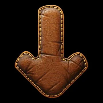 Symbol arrow to down made of leather. 3D render font with skin texture isolated イラスト素材