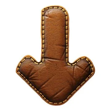 Symbol arrow to down made of leather. 3D render font with skin texture isolated イラスト素材
