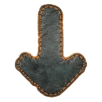 Symbol arrow to down made of leather. 3D render font with skin texture isolated 스톡 일러스트