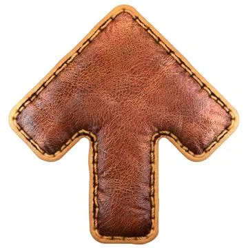 Symbol up arrow made of leather. 3D render font with skin texture on white 스톡 일러스트