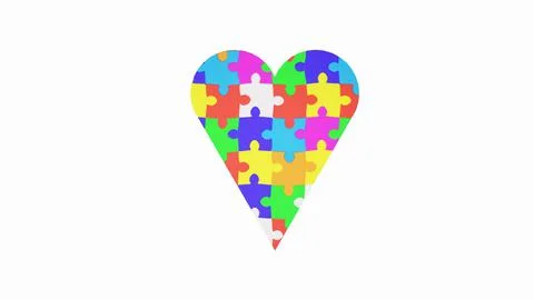 The symbol of autism is a multi-colored puzzle in the form of a heart in the Stock Illustration