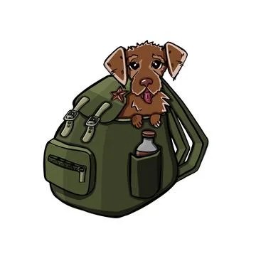Symbol of a backpack in which a dog sits tourist, for travel Stock Illustration