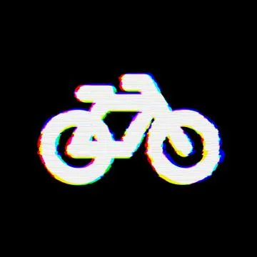 Symbol bicycle has defects. Glitch and stripes Illustrazione stock