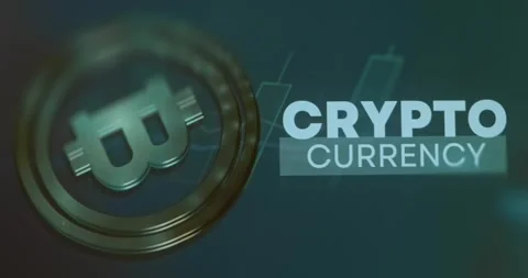 Symbol of Bitcoin and text Crypto Currency Stock Footage 321764918