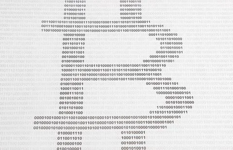 Symbol of bitcoin is encrypted in binary code 写真素材