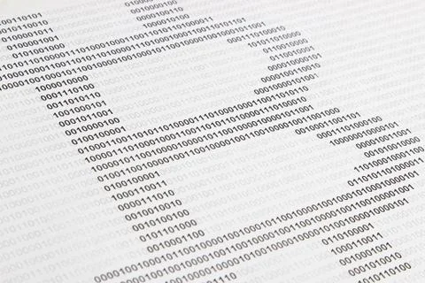 Symbol of bitcoin is encrypted in binary code 스톡 사진