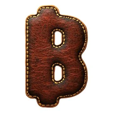 Symbol bitcoin made of leather. 3D render font with skin texture isolated on イラスト素材