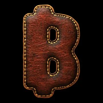 Symbol bitcoin made of leather. 3D render font with skin texture on black イラスト素材