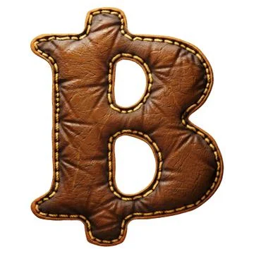 Symbol bitcoin made of leather. 3D render font with skin texture isolated on イラスト素材