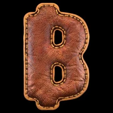 Symbol bitcoin made of leather. 3D render font with skin texture on black イラスト素材