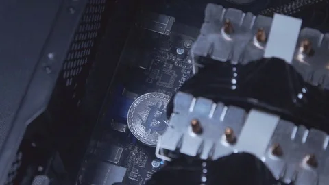 Symbol of bitcoin mining Stock Footage