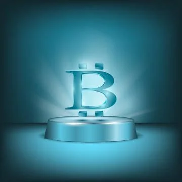 Symbol bitcoin on the podium Stock Illustration