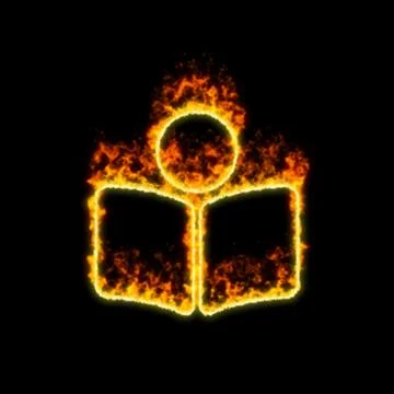 The symbol book reader burns in red fire Stock Illustration