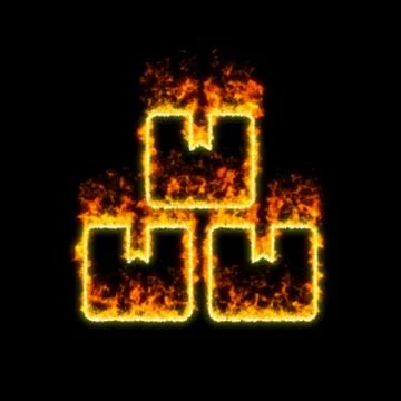 The symbol boxes burns in red fire Stock Illustration