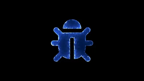 Symbol bug. Blue Electric Glow Storm. looped video. Alpha channel black Stock Footage 97859979