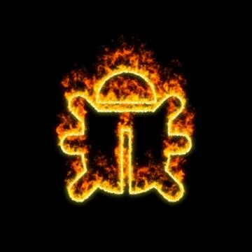 The symbol bug burns in red fire Illustrazione stock