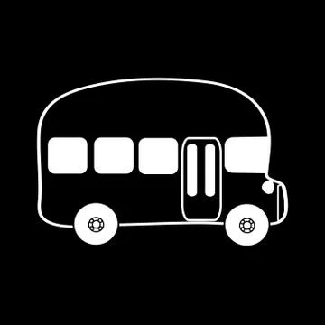 Symbol bus black background Stock Illustration