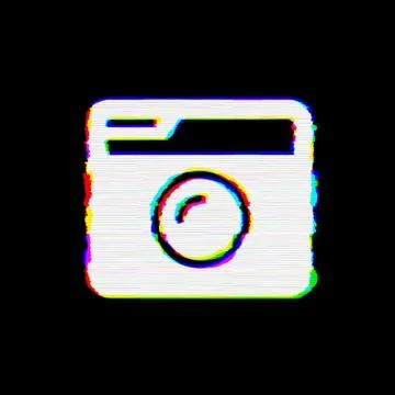 Symbol camera retro has defects. Glitch and stripes Stock Illustration