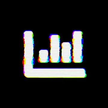 Symbol chart bar has defects. Glitch and stripes Stock Illustration
