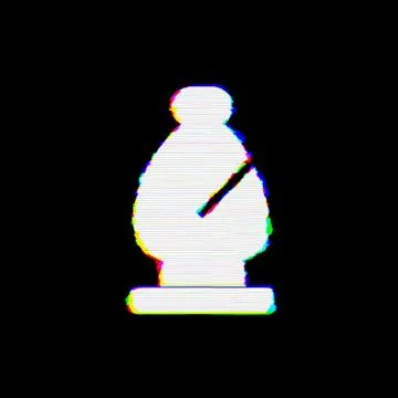 Symbol chess bishop has defects. Glitch and stripes Stock Illustration