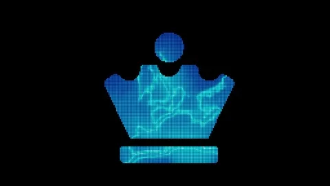 The symbol chess queen is assembled from small balls. Then it shimmers with Stock Footage 128163538