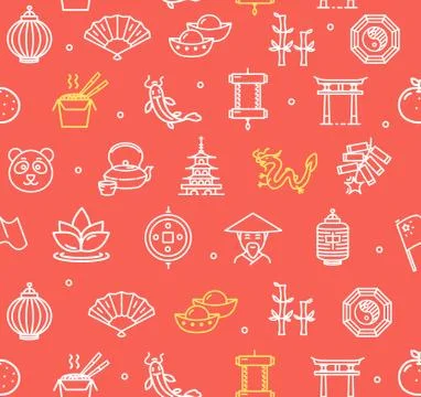 Symbol of China Pattern Background. Vector Stock Illustration