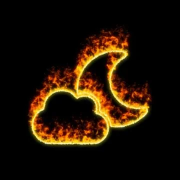 The symbol cloud moon burns in red fire イラスト素材