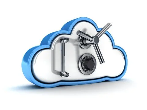 Symbol cloud storage protect on white background (done in 3d) Stock Illustration