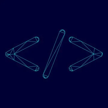 Symbol code low poly triangulation triangulated polygonal electric cyan blue  Stock-Illustration