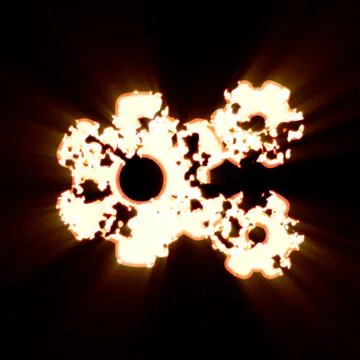 Symbol cogs burned on a black background. Bright shine Stock Illustration