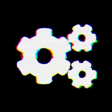 Symbol cogs has defects. Glitch and stripes Stock Illustration