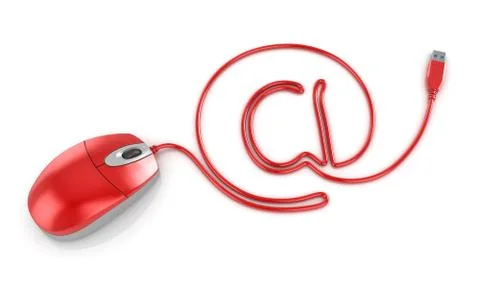 At Symbol with Computer Mouse Cable Stock Illustration