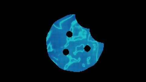The symbol cookie bite is assembled from small balls. Then it shimmers with Stock Footage 128561233