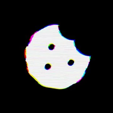 Symbol cookie bite has defects. Glitch and stripes Stock Illustration