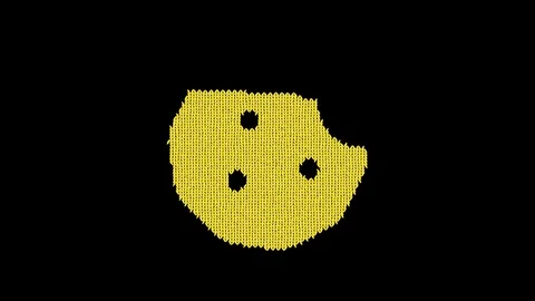 Symbol cookie bite is knitted from a woolen thread. Knit like a sweater Stock Footage 119933834