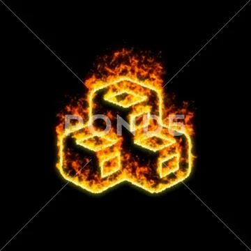 The symbol cubes burns in red fire Illustration #106619720