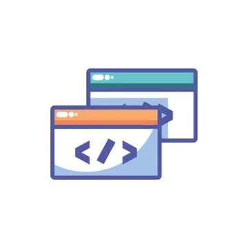 Symbol custom coding in white background Illustrazione stock