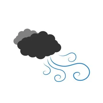 Symbol of a dark cloudy with wind. Vector illustration on a white background. Stock Illustration