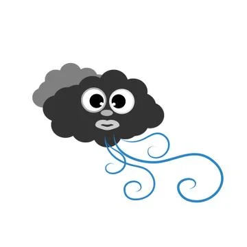 Symbol of a dark cloudy with wind. Vector illustration on a white background. Stock Illustration