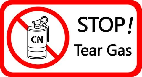 Symbol Do not use tear gas in this area, do not use tear gas to the people, do n Stock Illustration