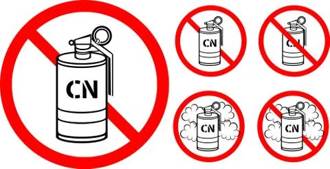 Symbol Do not use tear gas in this area, do not use tear gas to the people, do n Stock Illustration